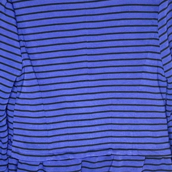 Anthropologie Cartonnier Royal Blue/Black Striped Ponte Ruffle Blazer - S - Picture 11 of 12